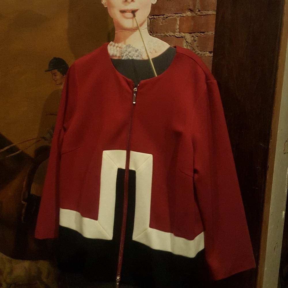 Color block zip front jacket/ blazer